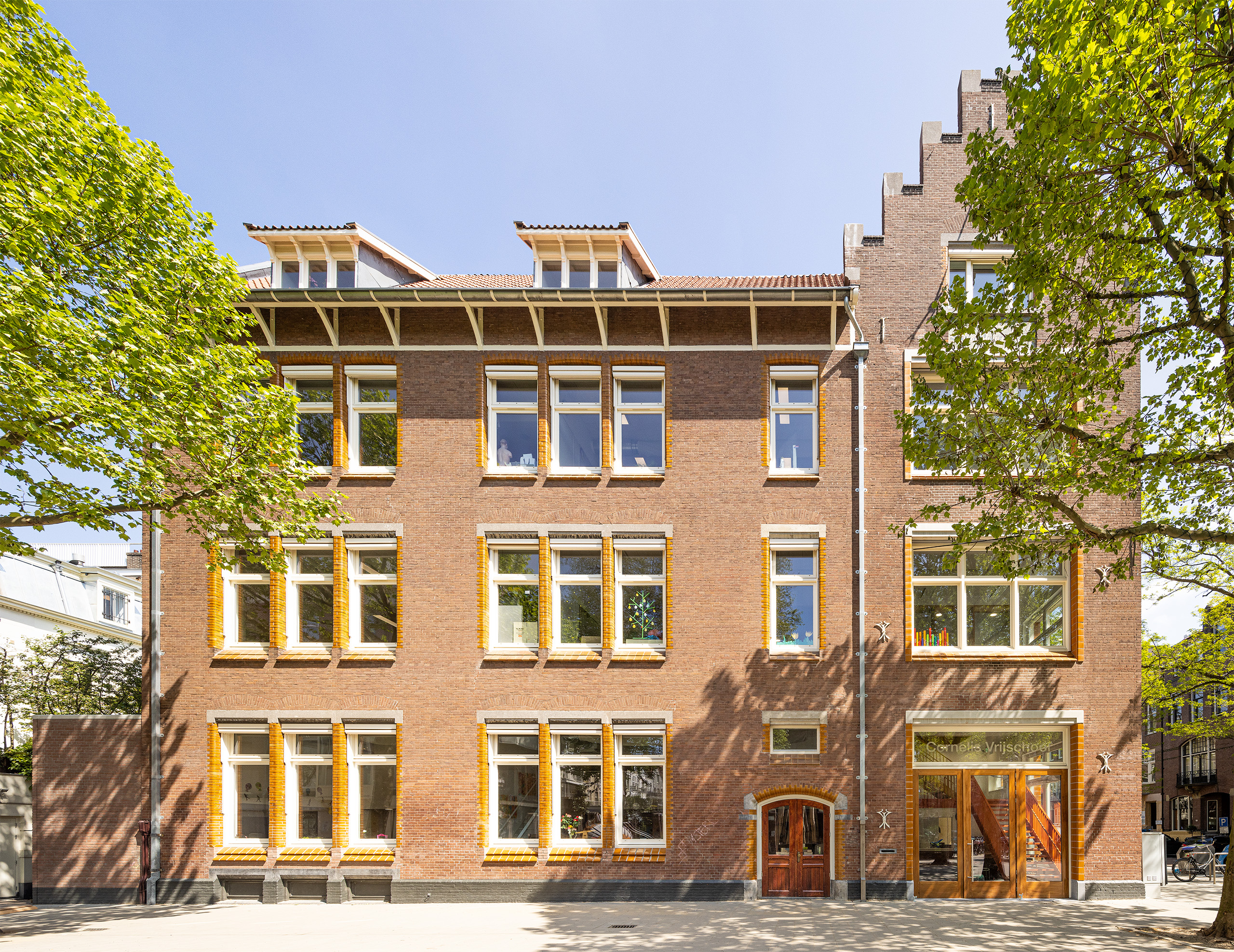 Renovated facade with new generous entrance